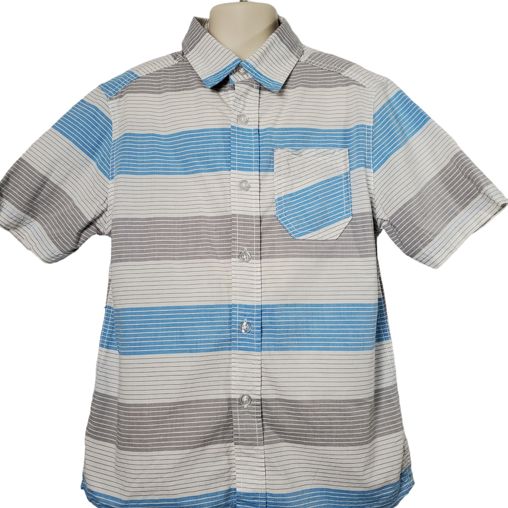 Wonder Nation Boys Shirt Size 8 Striped Blue White Pocket